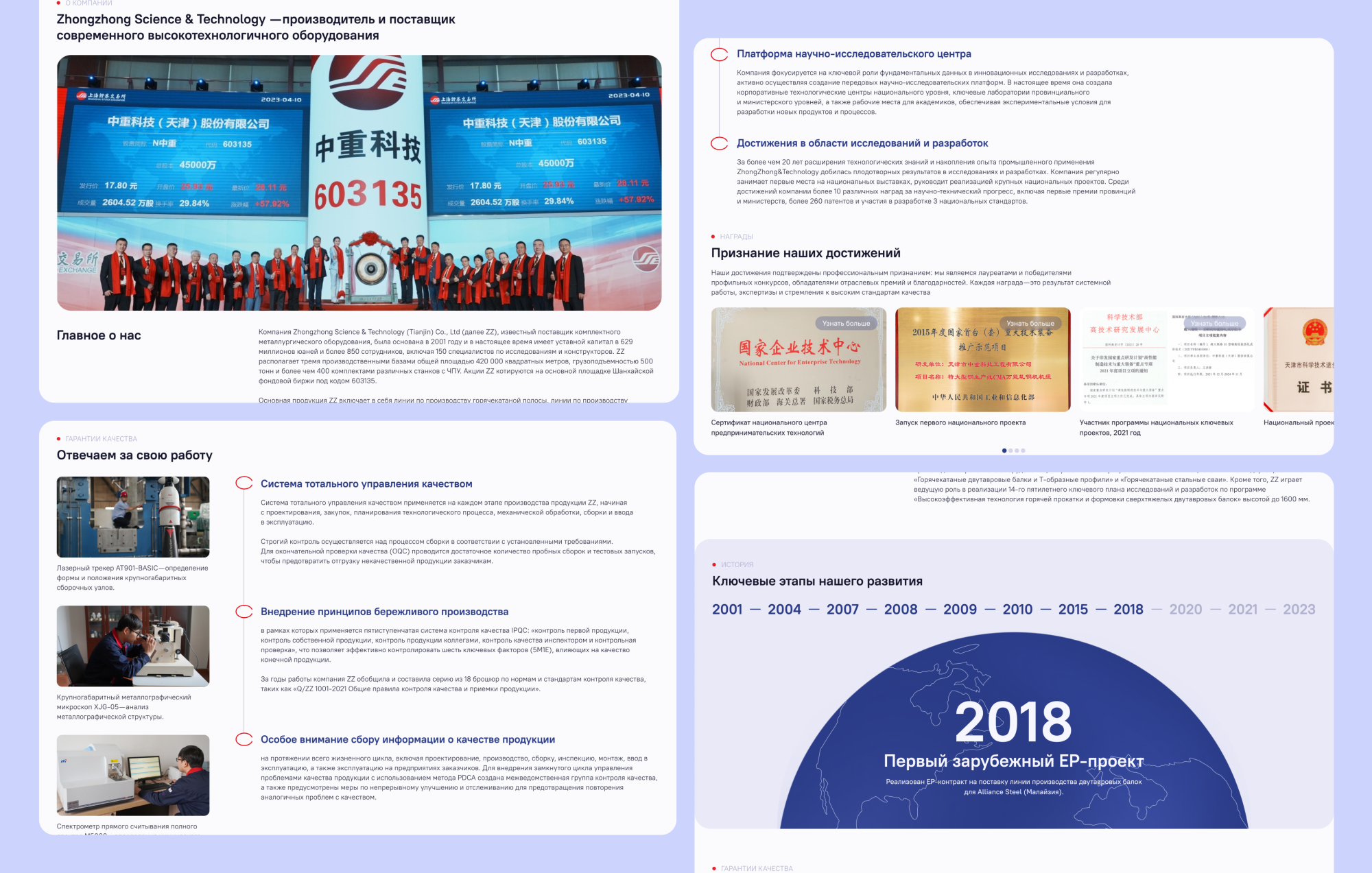 Макет инфоблоков на сайте zhongzhong